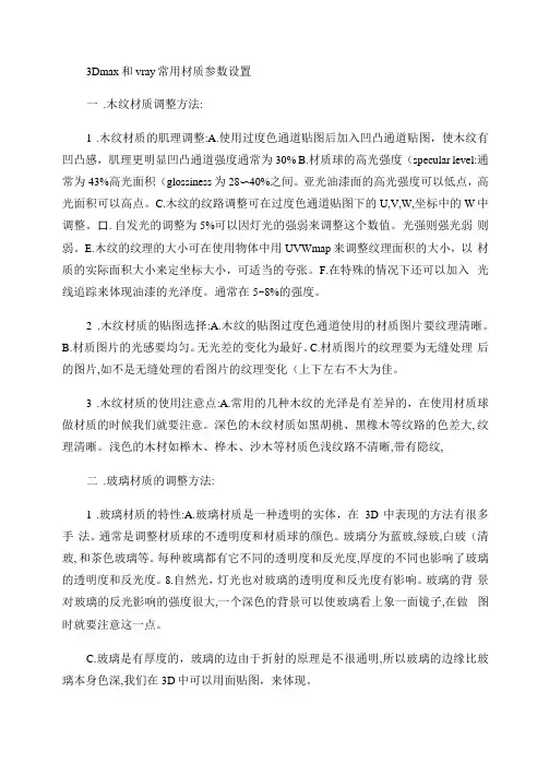 3Dmax和vray常用材质参数设置精