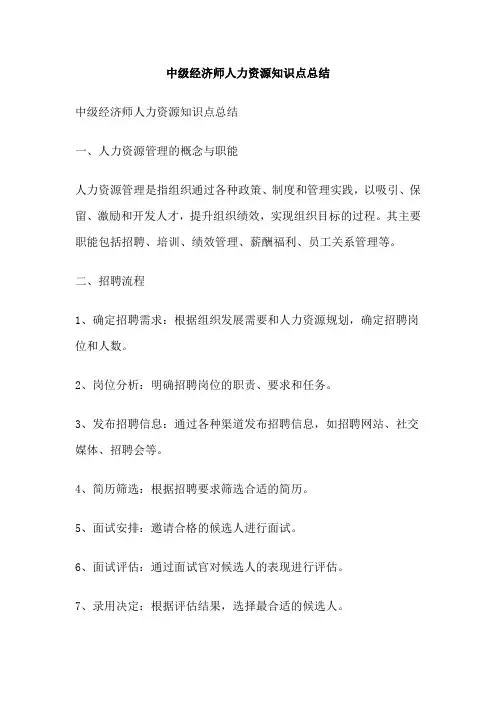 中级经济师人力资源知识点总结