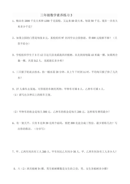 三年级数学素养练习3