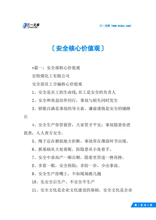 安全核心价值观