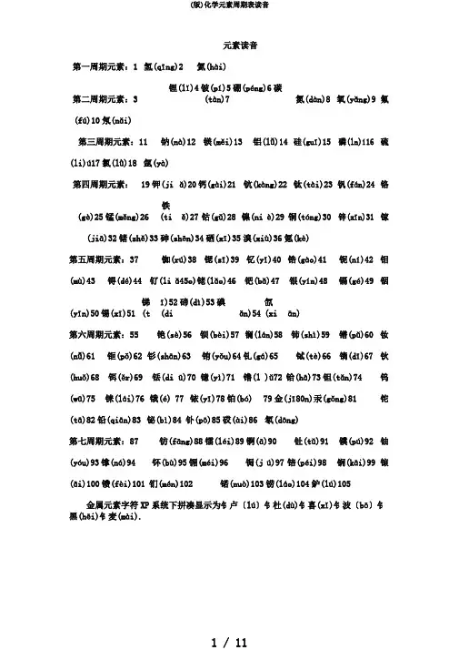 (版)化学元素周期表读音