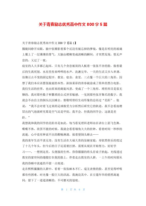 关于青春励志优秀高中作文800字5篇读友吧_1