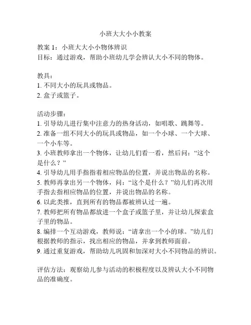 小班大大小小教案
