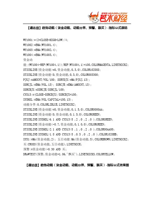 【股票指标公式下载】-【通达信】趋势动能(资金动能、动能分界、预警、飘买)