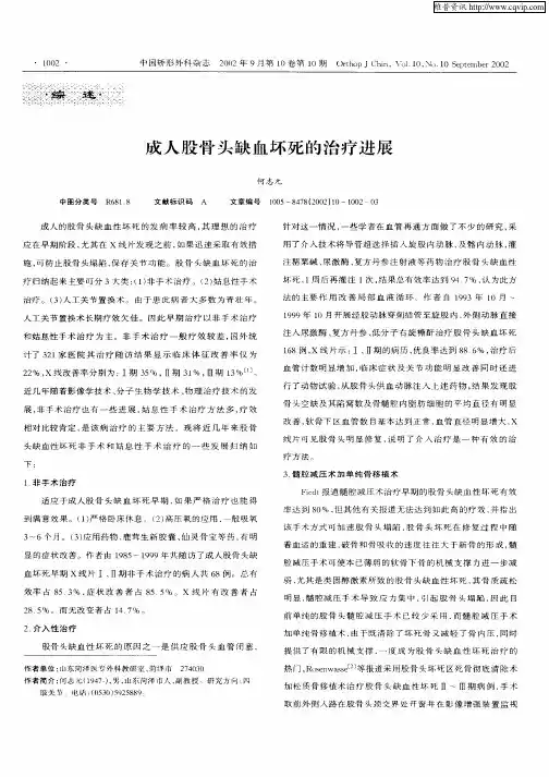 成人股骨头缺血坏死的治疗进展