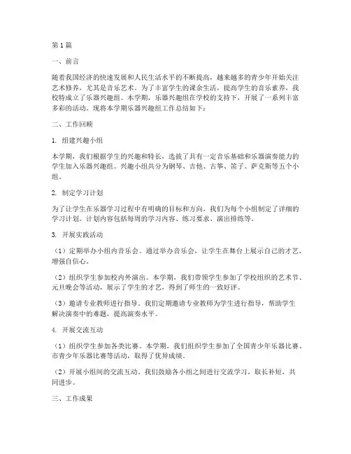乐器兴趣组总结报告范文(3篇)