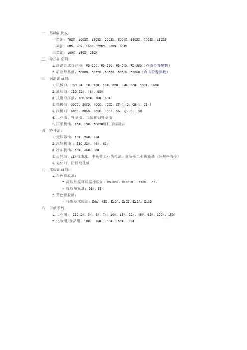 润滑油分类详细说明