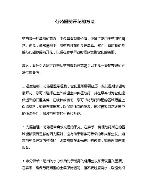 芍药提前开花的方法