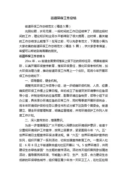 街道环保工作总结范文（精选5篇）