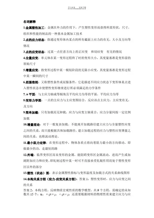 金属塑型加工名词解释