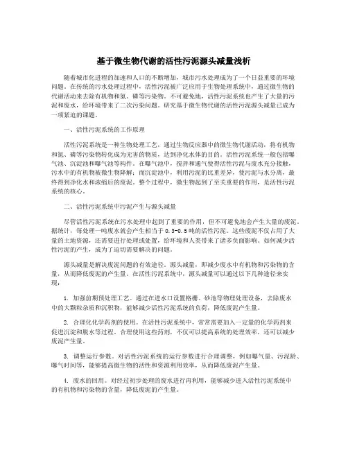 基于微生物代谢的活性污泥源头减量浅析