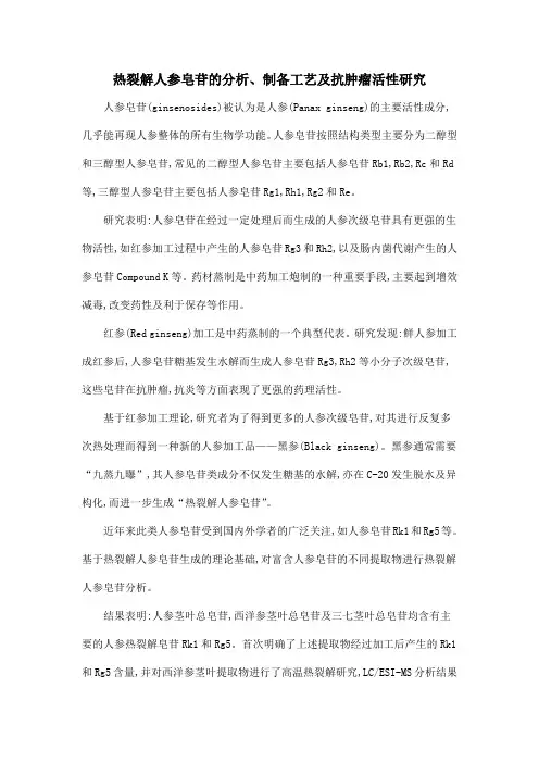 热裂解人参皂苷的分析、制备工艺及抗肿瘤活性研究