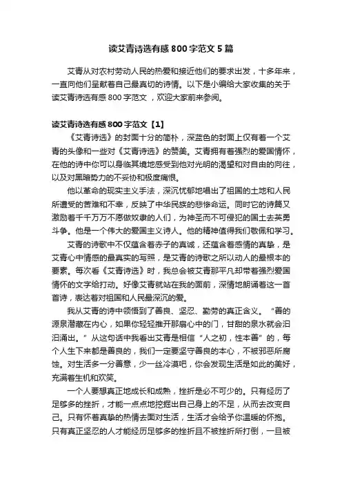 读艾青诗选有感800字范文5篇