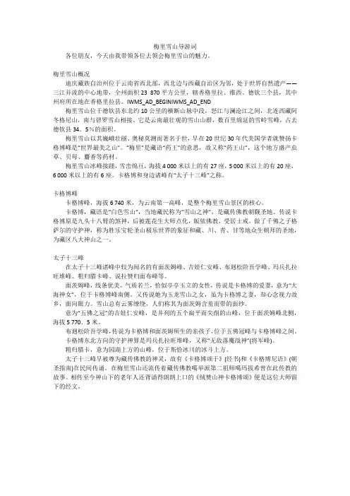 梅里雪山导游词