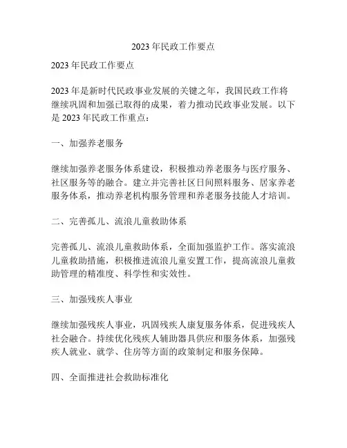 2023年民政工作要点