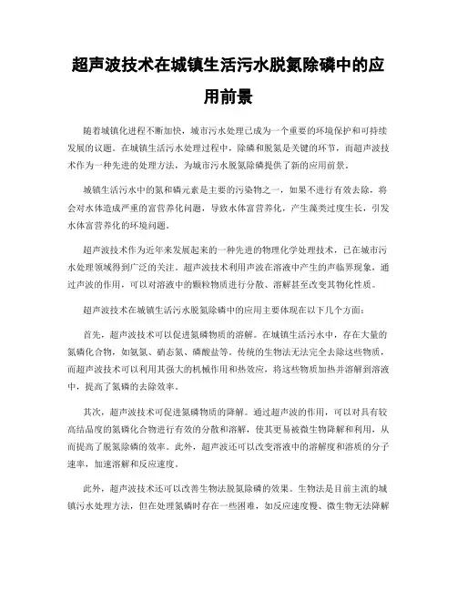 超声波技术在城镇生活污水脱氮除磷中的应用前景