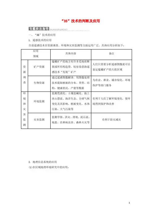 高中地理小专题大智慧“3S”技术的判断及应用教学案鲁教版必修3