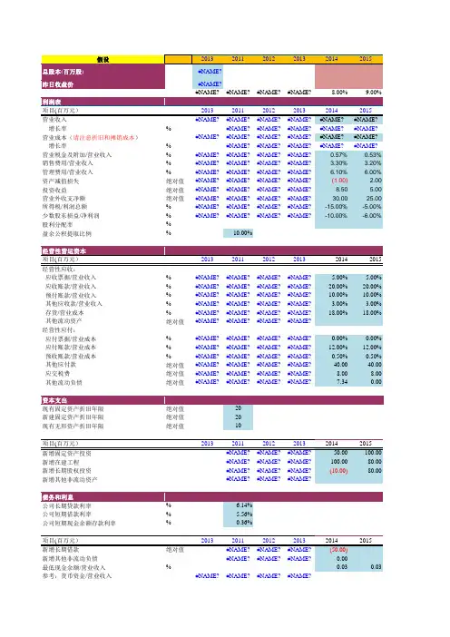 估值模型Excel表