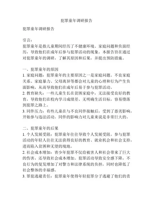 犯罪童年调研报告