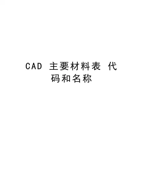 CAD 主要材料表 代码和名称教学提纲