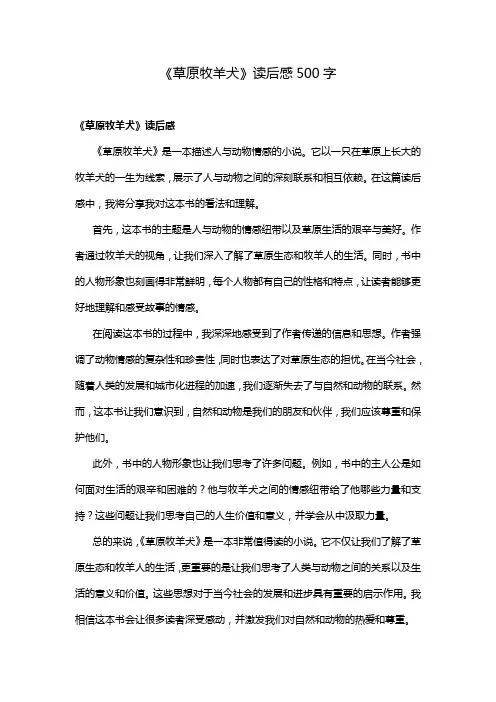 《草原牧羊犬》读后感500字