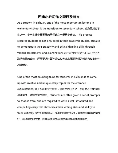四川小升初作文题目及范文