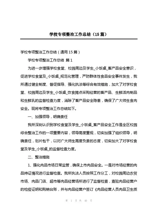 202x年学校专项整治工作总结(15篇)