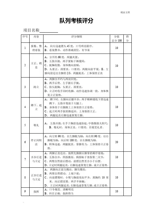 队列考核评分