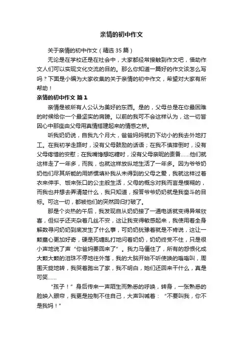 亲情的初中作文 2