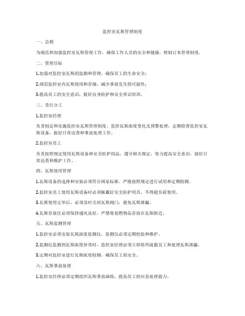 监控室瓦斯管理制度