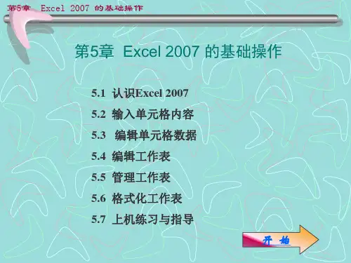 office基础 第5章_Excel 2007的基础操作