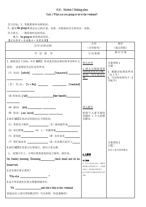 外研版英语七年级下Module 3 Unit 1 What are you going to do