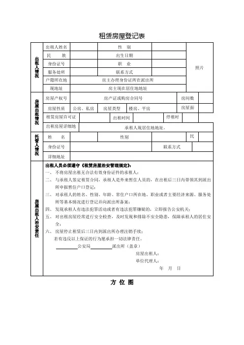 租赁房屋登记表
