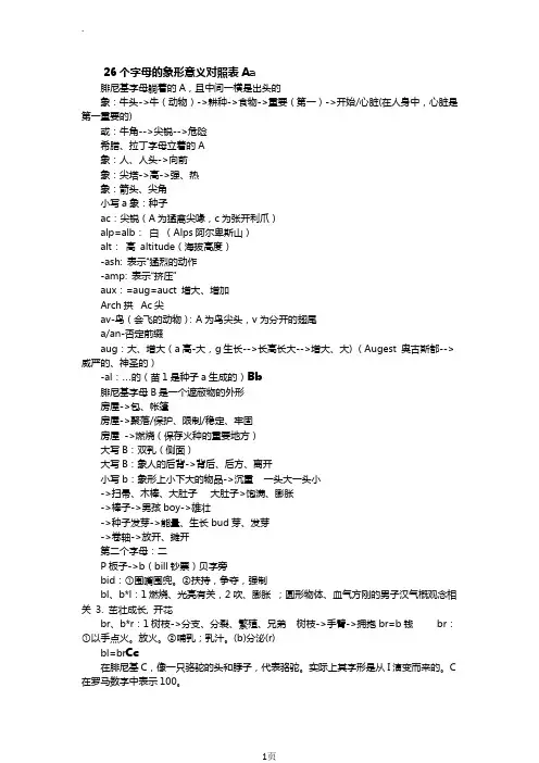 26个字母的象形意义对照表