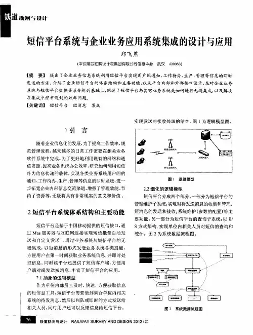 短信平台系统与企业业务应用系统集成的设计与应用
