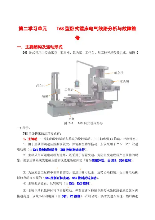 中级维修电工机床排故(T68镗床)教材(OFFCE2003排版)