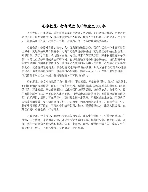 心存敬畏,行有所止_初中议论文800字