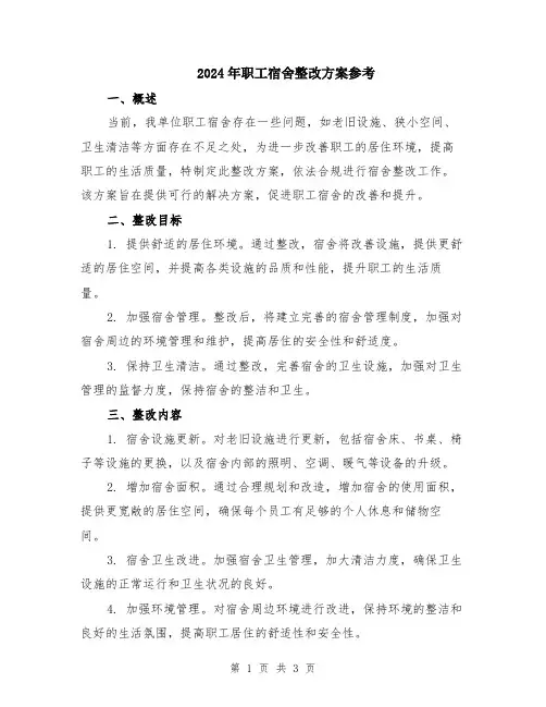 2024年职工宿舍整改方案参考