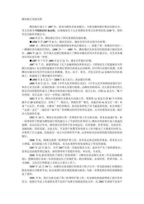 潍坊银行发展历程