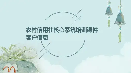 农村信用社核心系统培训课件-客户信息