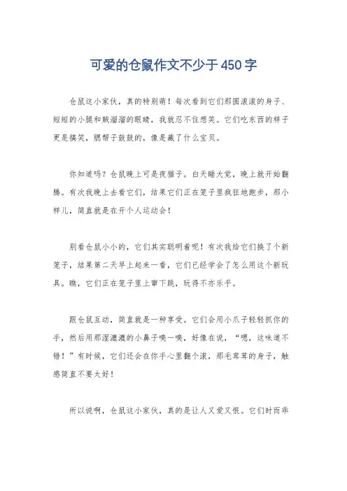 可爱的仓鼠作文不少于450字