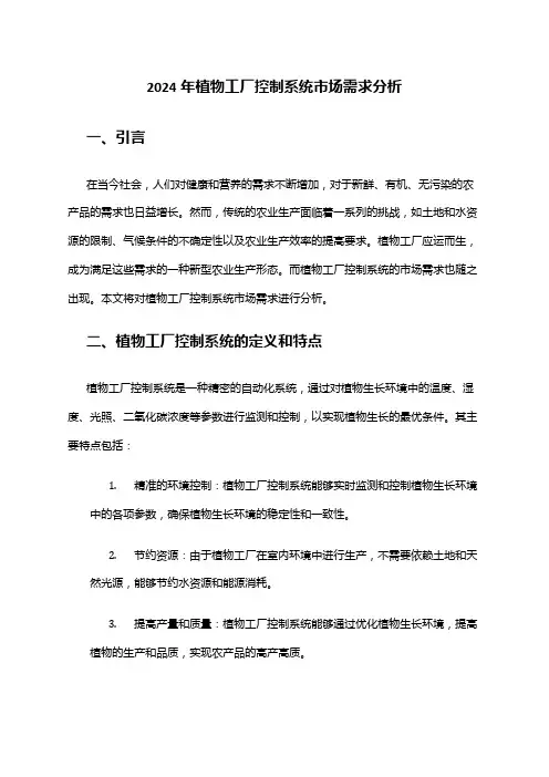 2024年植物工厂控制系统市场需求分析
