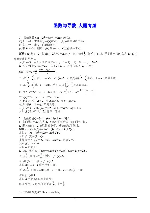 函数与导数 大题练习(含解析)