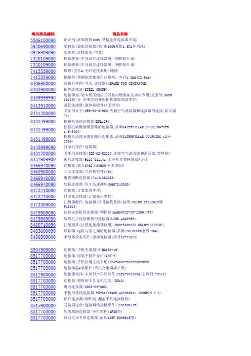 连接器类产品海关商品编码归类整理