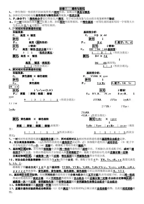 湖南省普通高中生物学业水平考试知识点整理(人教版必修2)