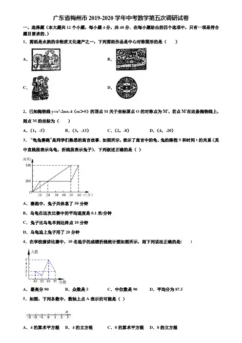 广东省梅州市2019-2020学年中考数学第五次调研试卷含解析