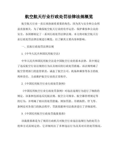 航空航天行业行政处罚法律法规概览