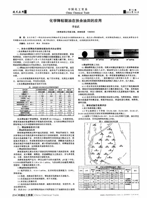 化学降粘驱油在扶余油田的应用