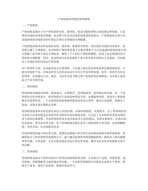 产权制度组织制度管理制度