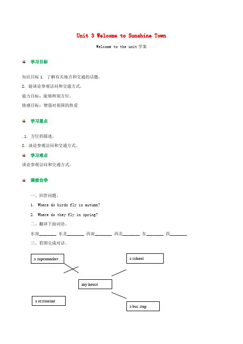 七年级英语下册 Unit 3 Welcome to Sunshine Town Welcome to
